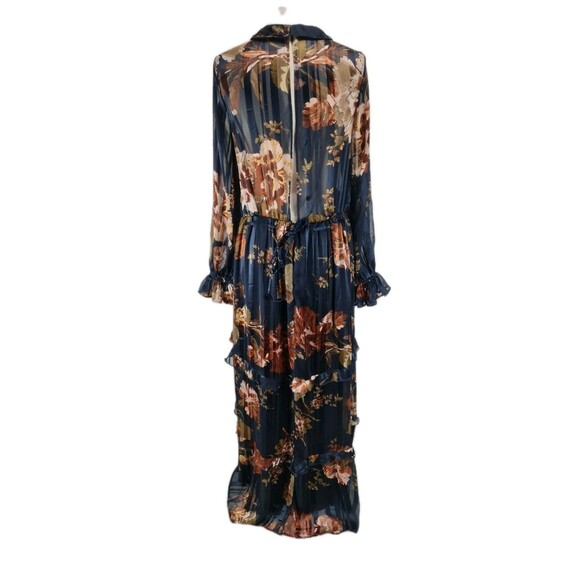 OSOS DESIGN Women Size 12 Maternity Floral Tiered Maxi Dress Satin Stripe 272A - Picture 3 of 6